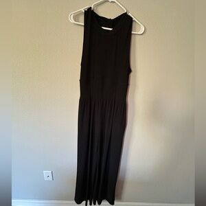 Cider Black Sleeveless Ribbed Jumpsuit